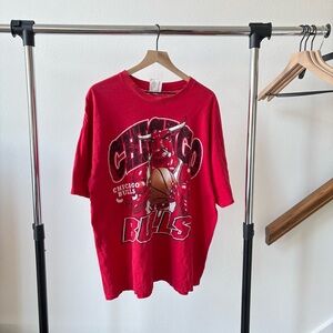 Vintage Chicago Bulls Shirt Men Large Red 90s Riddell Single Stitch Tee Size XL✅